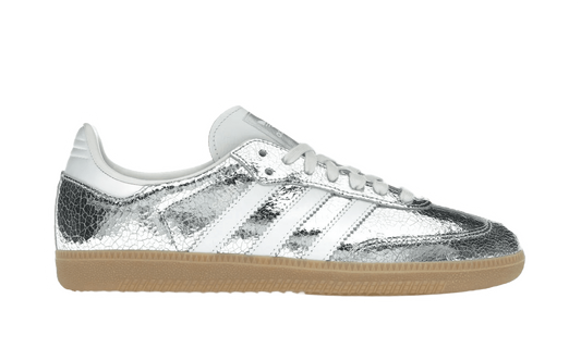Adidas Samba OG Silver Metallic Cracked Leather - JR0035